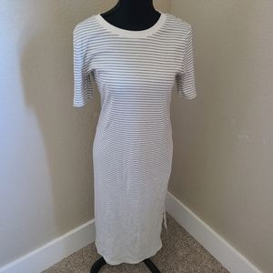 Women's Striped Short Sleeve Rib Knit T-Shirt Dress - a New Day Size Medium